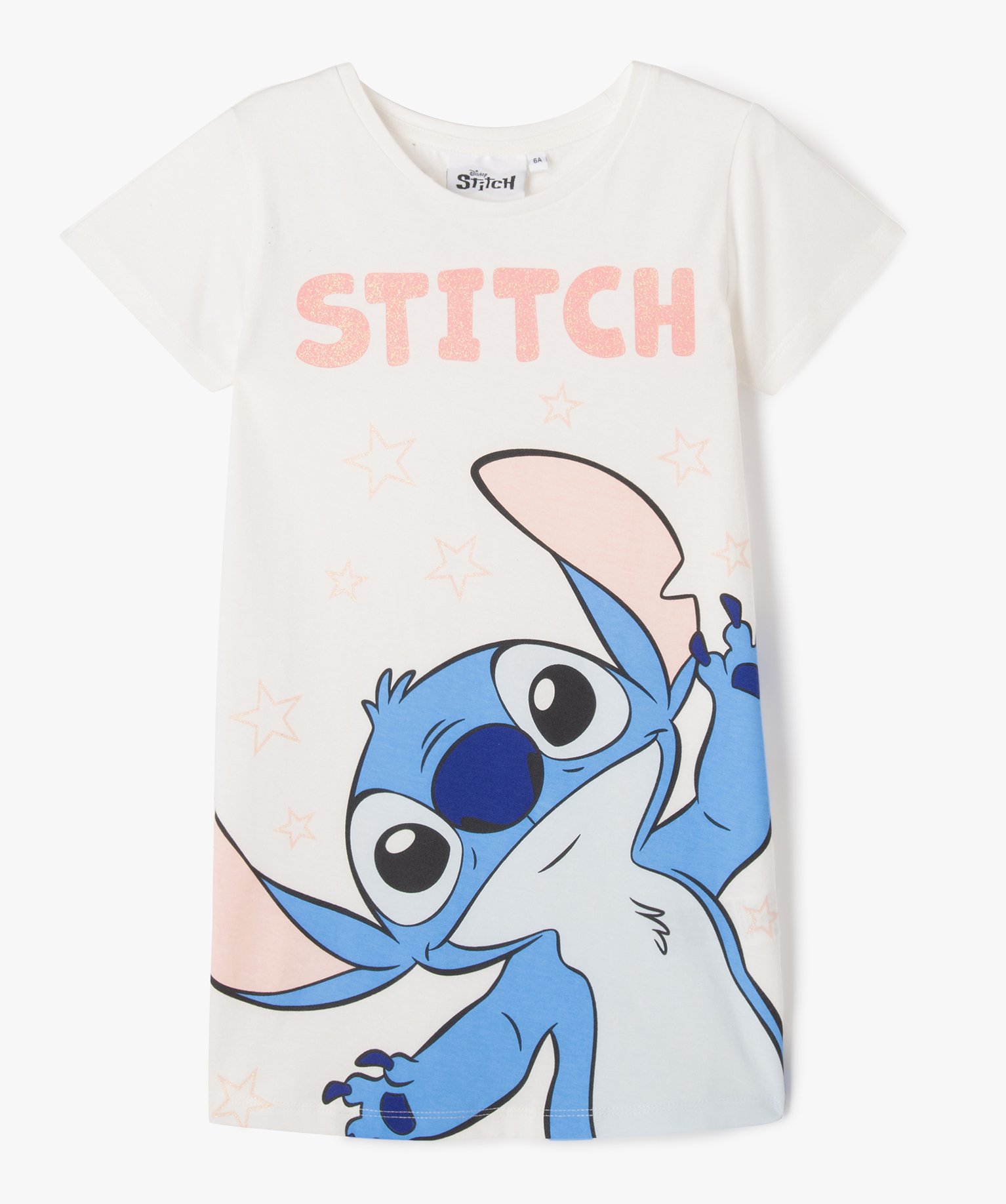 chemise de nuit a manches courtes motif stitch fille disney blanc fille GEMO